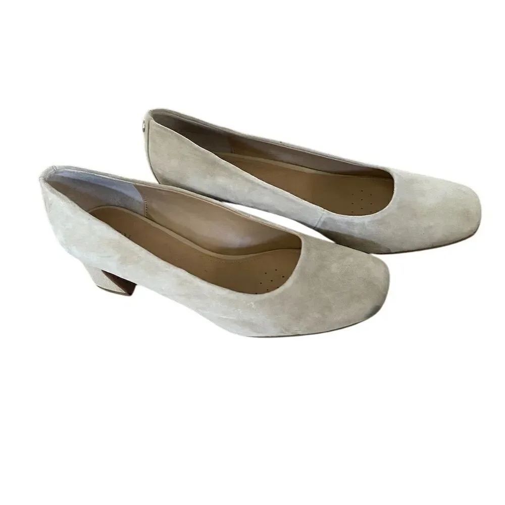 NYDJ Women's Beige Suede Block Heel Pumps size 8.5
